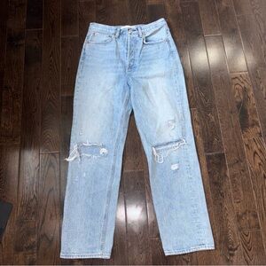 Aritzia Denim Forum — Light Wash Distressed Straight Leg Jeans